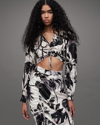 Allsaints Carlie Jackie Floral Cropped Blouse In Ecru White
