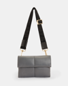 Allsaints Ezra Leather Quilted Crossbody Bag In Grey