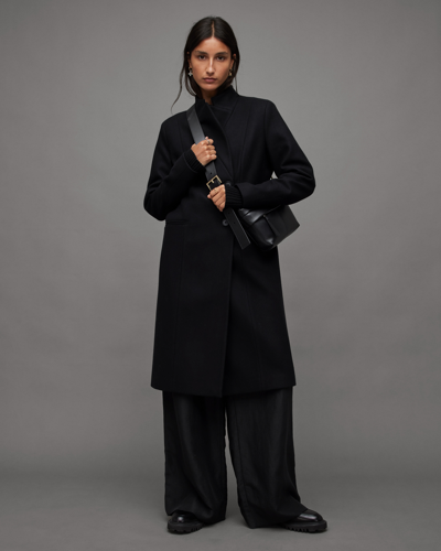 Allsaints Sidney Wool Cashmere Blend Tailored Coat In Black