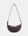 Allsaints Half Moon Leather Crossbody Bag In Dark Purple