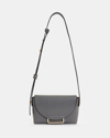 Allsaints Francine Leather Crossbody Bag In Grey