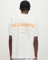 Allsaints Underground Oversized Crew T-shirt In Ashen White/orange