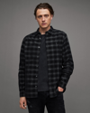 Allsaints Eastburn Checked Corduroy Ramskull Shirt In Black