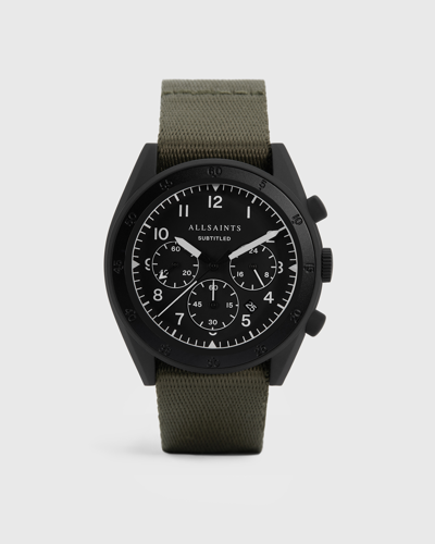 Allsaints Men's Stainless Steel And Nylon Subtitled I Watch In Khaki