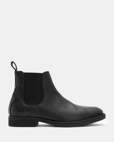 Allsaints Creed Brand-embossed Leather Chelsea Boots In Black