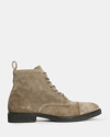 Allsaints Drago Lace-up Suede Ankle Boots In Khaki