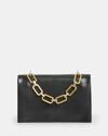 Allsaints Yua Leather Removable Chain Clutch Bag In Black