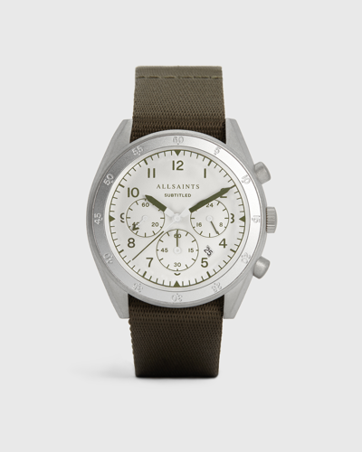 Allsaints Men's Stainless Steel And Nylon Subtitled Iii Watch In Khaki