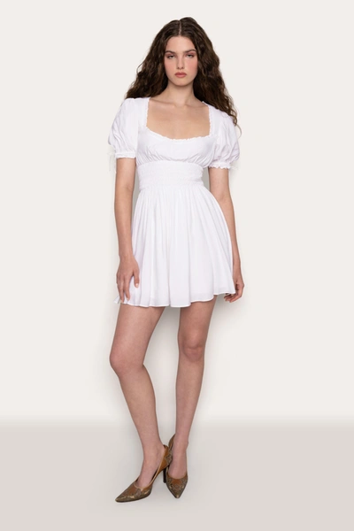 Danielle Guizio Ny Puff Sleeve Ruched Flare Dress In White