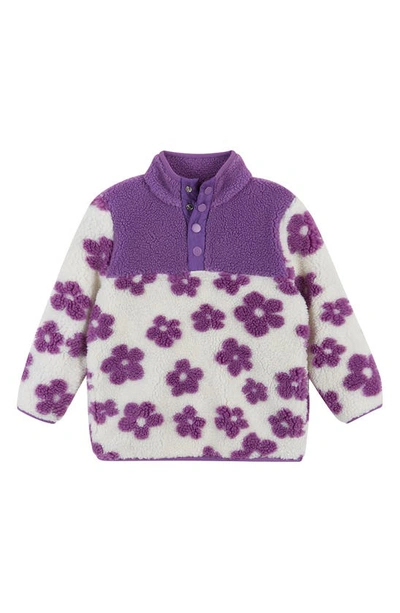 Andy & Evan Little Girl's Floral Fleece Pullover In Purple