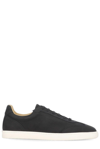 Brunello Cucinelli Grained Nubuck Low Top Sneaker In Black