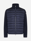 MONCLER WOOL-KNIT AND QUILTED NYLON CARDIGAN