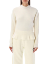 Chloé Knitwear With Dropped Shoulders And Peplum Hem In White