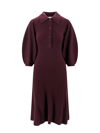 Chloé Wool Rib-knit Midi Dress In Red