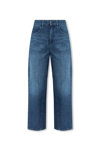 Emporio Armani High Rise Wide Leg Jeans In Medium Blue In Denim Blu