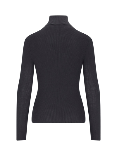 P.a.r.o.s.h Ribbed Turtleneck Sweater In Nero