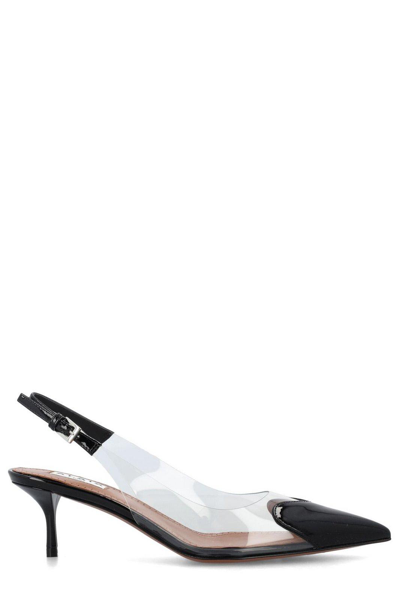 Alaïa Le Coeur Black Patent Leather High Slingback In Animal Print