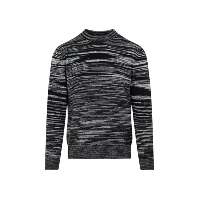 Missoni Intarsia-knit Striped Crewneck Jumper In Black