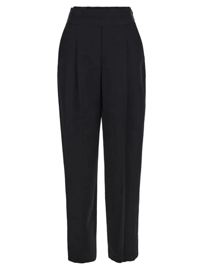 Alexander Wang Logo Waistband Pleated Trousers In Black