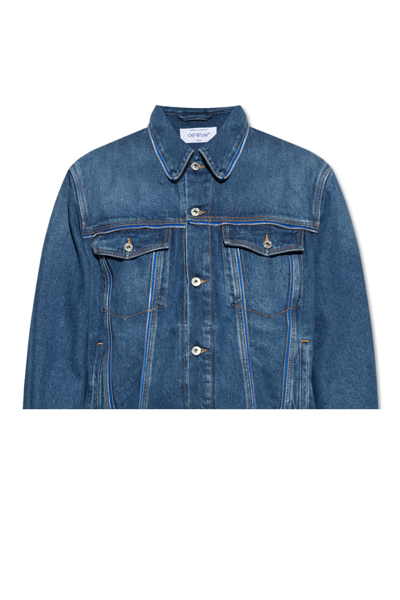 Off-white Zip-embellishment Denim Jacket In Blue