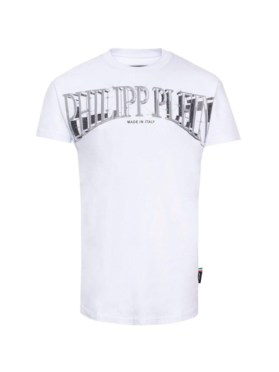 Philipp Plein Logo印花棉t恤 In Bianco
