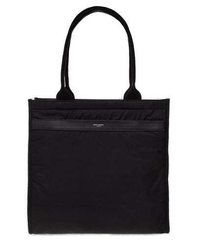 Saint Laurent City Logo Detailed Tote Bag In Nero