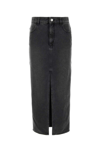 Isabel Marant Denim Midi Skirt In Black