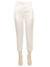 Max Mara Satin High Waist Cropped Trousers In Bianco