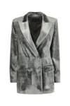 Alberta Ferretti Velvet Double-breasted Blazer Jacket In Grigio