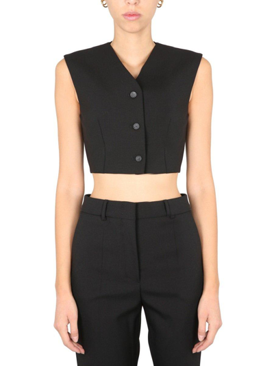 Max Mara V-neck Sleeveless Gilet In Black