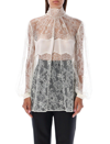 DOLCE & GABBANA SHEER-LACE BISHOP SLEEVED BOUSE