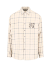 PALM ANGELS LOGO EMBROIDERED CHECKED LONG-SLEEVED SHIRT