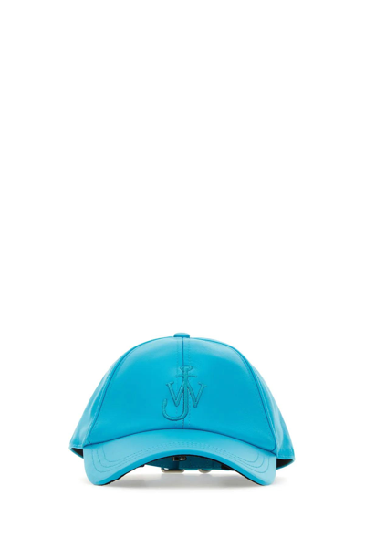 Jw Anderson Leather Baseball Cap In Clear Blue
