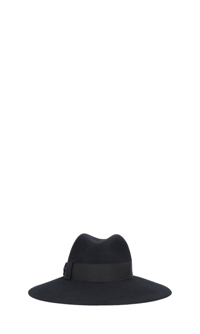 Borsalino Sophie Bow-detail Hat In Black