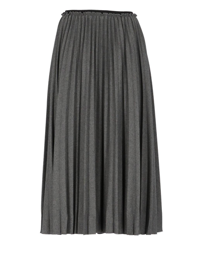 Red Valentino High-waisted Pleated Midi Skirt In Grey