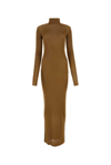Saint Laurent High-neck Maxi Dress In Marrone