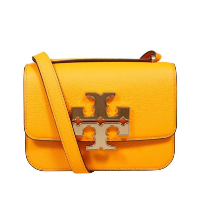 Tory Burch Eleonor Logo Plaque Small Shoulder Bag In Orange Lily/nickel