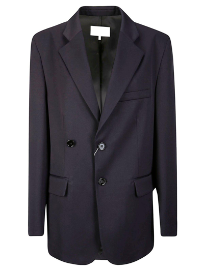 Mm6 Maison Margiela Collared Button-up Jacket In Navy