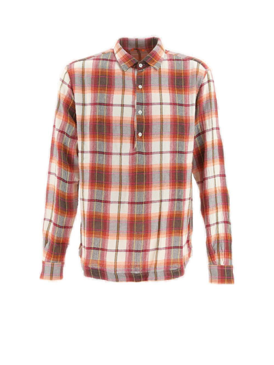 Barena Venezia Check-print Long-sleeved Shirt In Ecru`