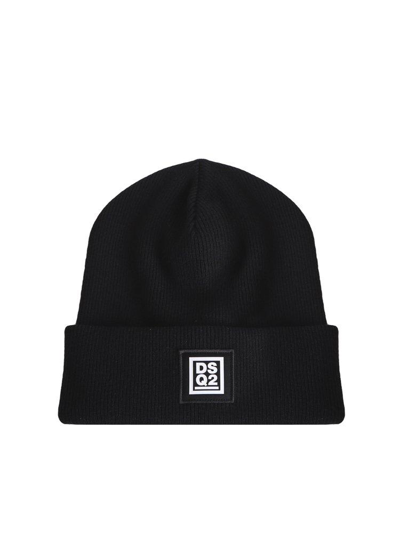 DSQUARED2 LOGO PATCH RIBBED BEANIE
