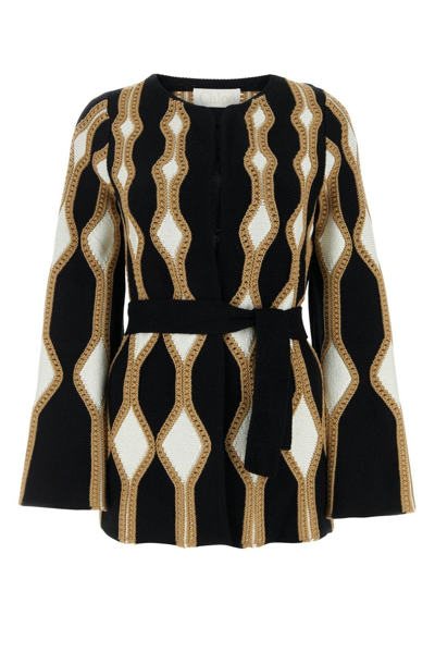Chloé Tied-waist Knitted Cardigan In Multi