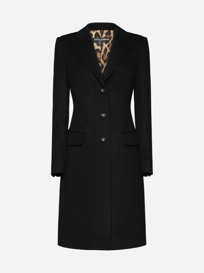 Dolce & Gabbana 羊毛与羊绒大衣 In Black