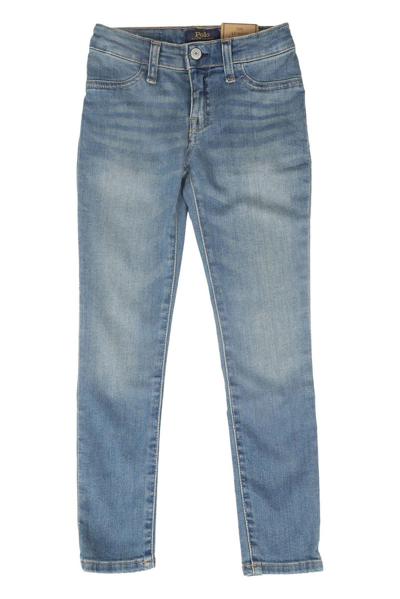 Ralph Lauren Kids' Logo Patch Straight Leg Jeans In Blue