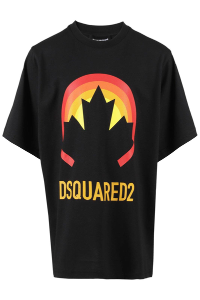 Dsquared2 Kids' Logo-printed Crewneck T-shirt In Nero