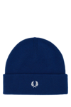 FRED PERRY ELECTRIC BLUE WOOL BLEND BEANIE HAT