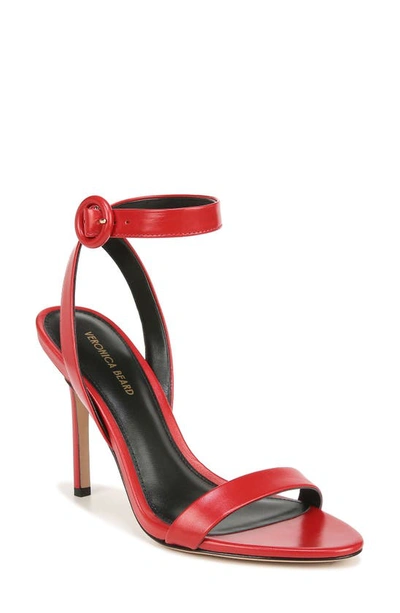 Veronica Beard Darcelle Ankle Strap Sandal In Fire Red