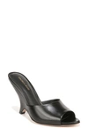 Veronica Beard Mila Leather Peep-toe Wedge Sandals In Black