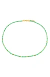 Ef Collection Birthstone Beaded Necklace In Yellow Gold/ Emerald