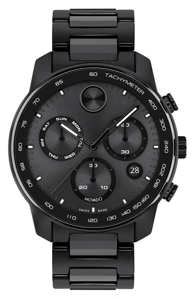 MOVADO BOLD VERSO CHRONOGRAPH CERAMIC BRACELET WATCH, 44MM