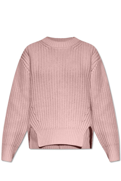 Moncler Logo Patch Knitted Sweater In Pink